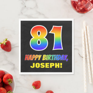 81st Birthday: Bold, Fun, Simple, Rainbow 81 Napkin