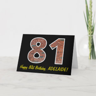 81st Birthday - Brick Wall Pattern "81" w/ Name Card
