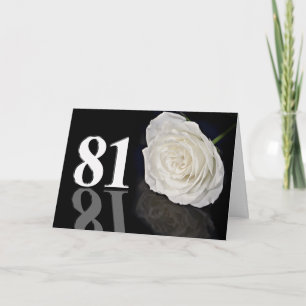 81st Birthday Card with a classic white rose