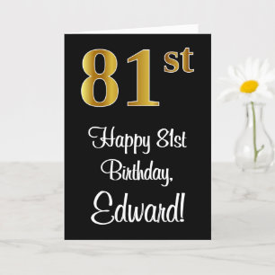 81st Birthday ~ Elegant Luxurious Faux Gold Look # Card