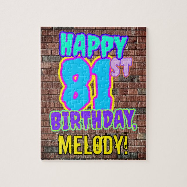 81st Birthday ~ Fun, Urban Graffiti Inspired Look Jigsaw Puzzle (Vertical)