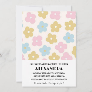 81st birthday invitations Retro Flowers