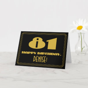 81st Birthday: Name + Art Deco Inspired Look "81" Card