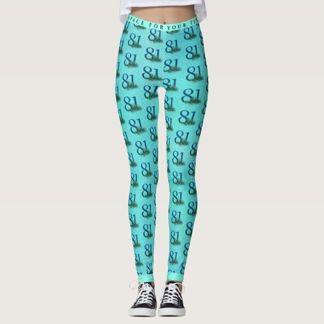81st Birthday or Anniversary Peacock Pattern Leggings (Front)
