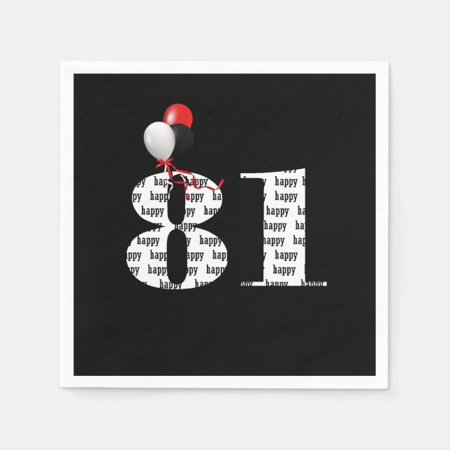 81st Birthday party balloons Napkin (Front)