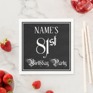 81st Birthday Party — Fancy Script + Custom Name Napkin