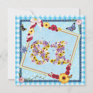81st Birthday party Invitation flowers,butterflies