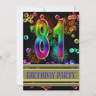 81st Birthday party Invitation with bubbles