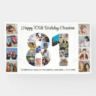 81st Birthday Party Number 81 Photo Collage Banner
