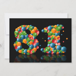 81st Birthday party, with bubbles and balls Invitation