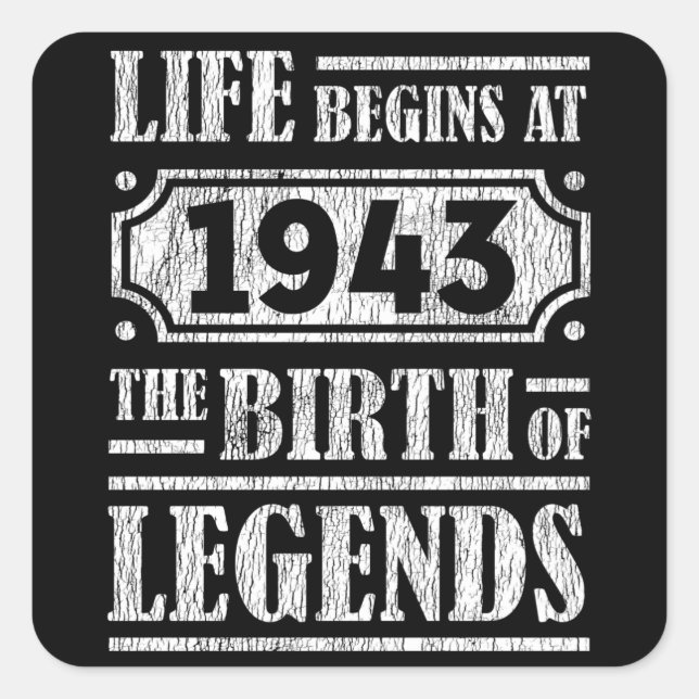 82 Year Old 1943 Birth Of Legend 82nd Birthday  Square Sticker (Front)