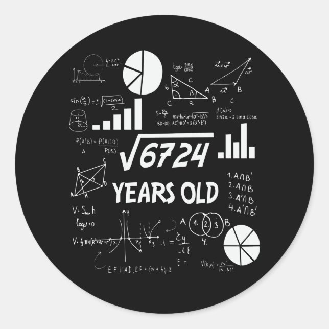 82 Year Old Bday Math Teacher 82nd Birthday Gift Classic Round Sticker (Front)