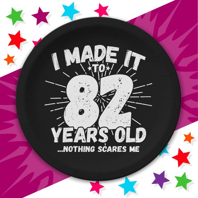 82 Year Old Sarcastic Meme Funny 82nd Birthday Paper Plate (Creator Uploaded)