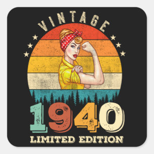 82 Year Old Women Bday 1940 Vintage 82nd Birthday Square Sticker