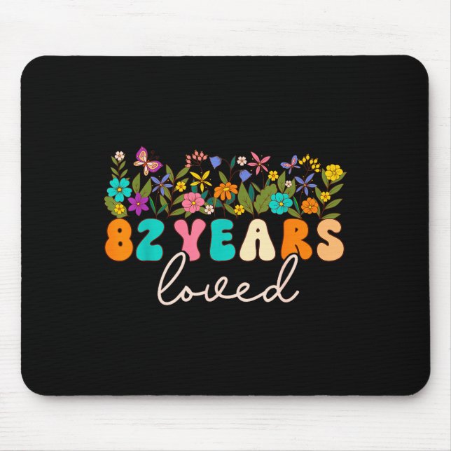 82 Years Loved Men Women 82 Years Old Groovy 82nd  Mouse Mat (Front)