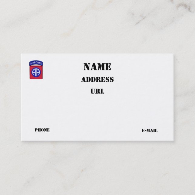 82nd ABN DIV Airborne Division vets patch Business Card (Front)