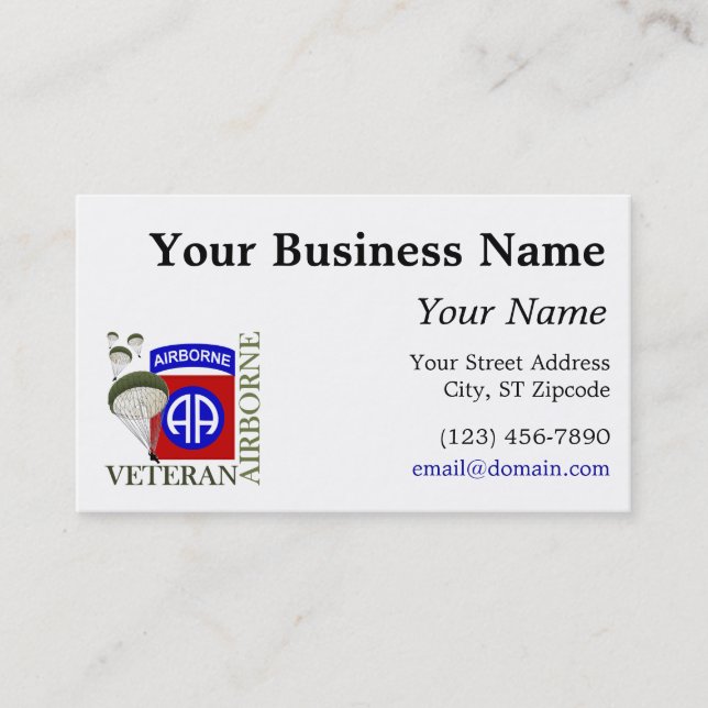 82nd Airborne Business Card (Front)