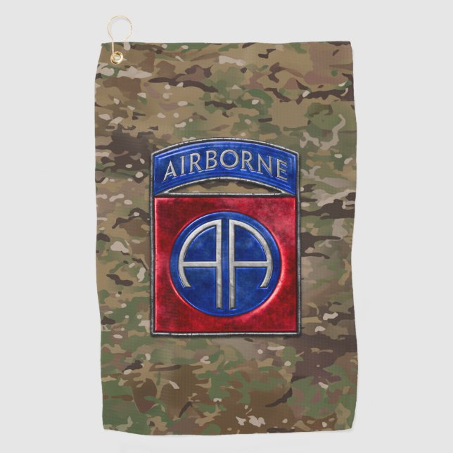 82nd Airborne Camo Golf Towel (Front)