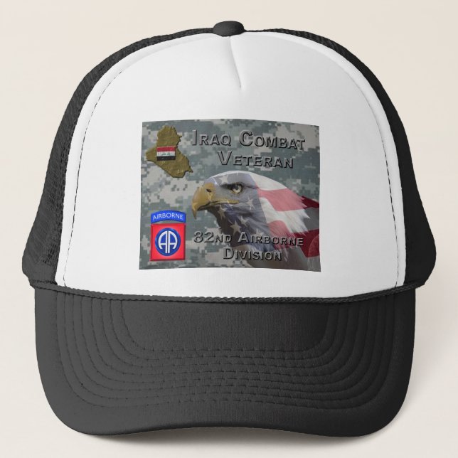82nd Airborne Div Iraq Combat Veteran Trucker Hat (Front)