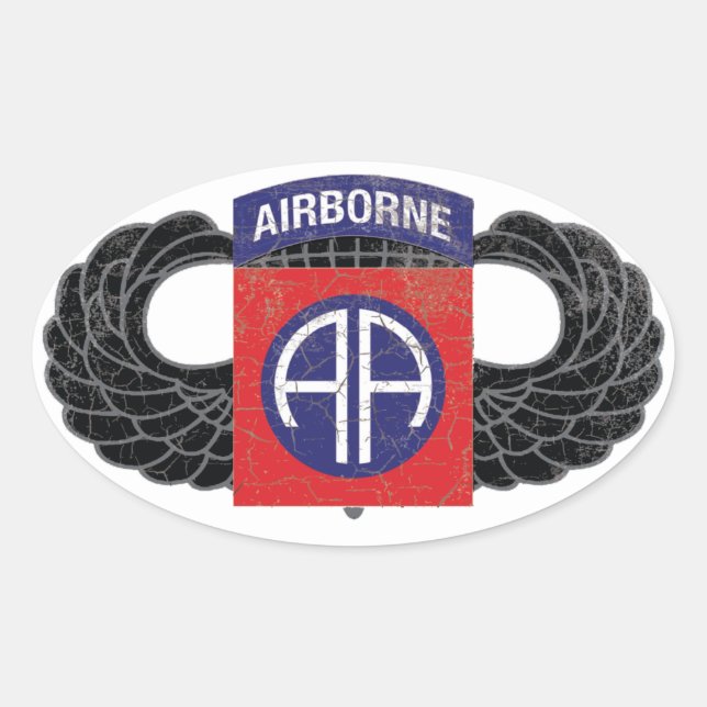 82nd Airborne Division "All American" - RUSTIC Oval Sticker (Front)