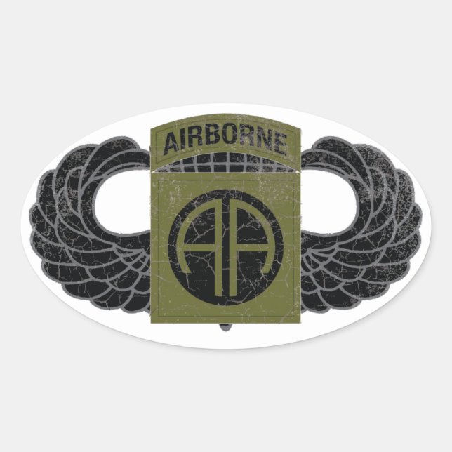 82nd Airborne Division "All American" - SUBDUED Oval Sticker (Front)