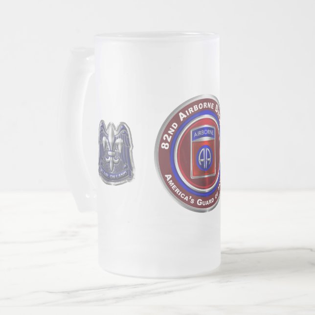 82nd Airborne Division America’s Guardian of Honor Frosted Glass Beer Mug (Front Left)