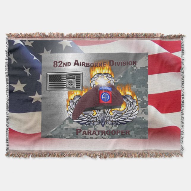 82nd Airborne Division Awesome Paratrooper! Throw Blanket (Front)