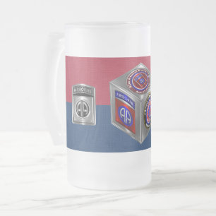 82nd Airborne Division Colours Steel Cube Frosted Glass Beer Mug