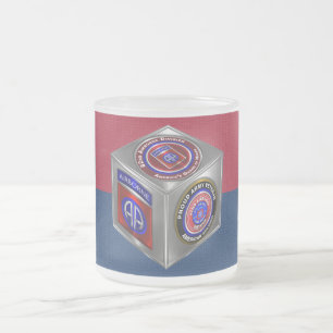 82nd Airborne Division Colours Steel Cube Frosted Glass Coffee Mug