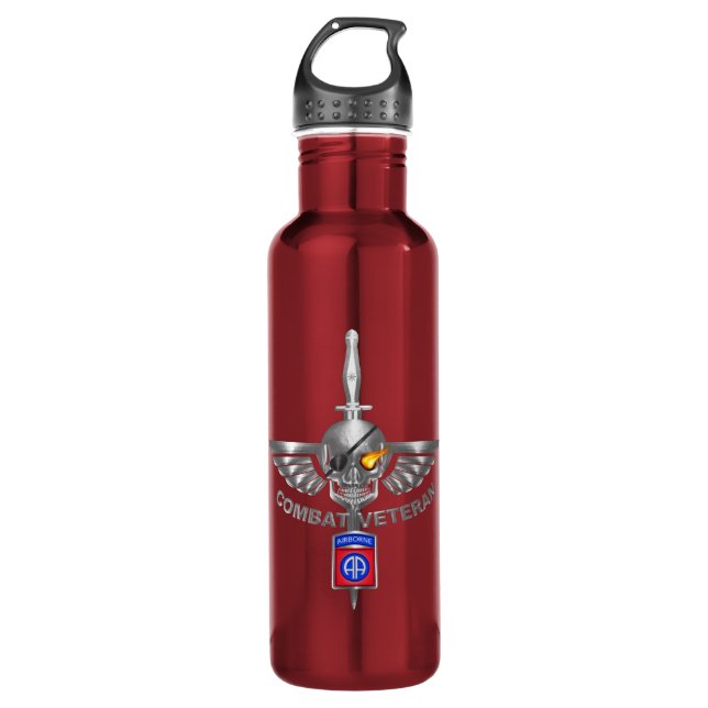 82nd Airborne Division “COMBAT VETERAN" 710 Ml Water Bottle (Front)