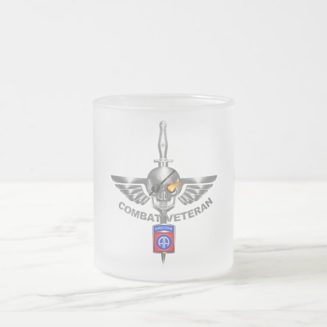 82nd Airborne Division Combat Veteran Awesome Frosted Glass Coffee Mug (Center)
