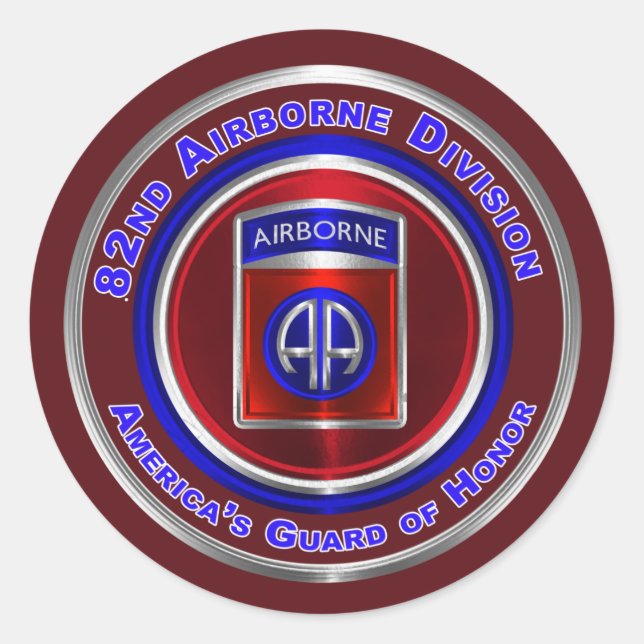 82nd Airborne Division Custom Blue Text Classic Round Sticker (Front)