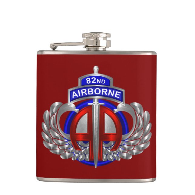 82nd Airborne Division Dagger Div Colors Hip Flask (Front)
