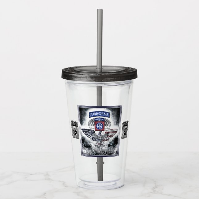 82nd Airborne Division Explosive Framed Design Acrylic Tumbler (Front)