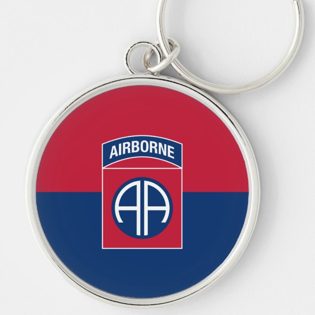 82nd Airborne Division Flag Military Veteran Key Ring (Front)