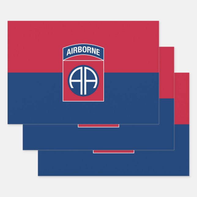 82nd Airborne Division Flag Military Veteran Wrapping Paper Sheet (Set)