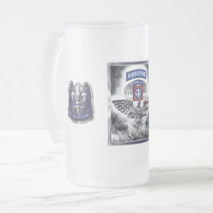 82nd Airborne Division Fort Bragg Frosted Glass Beer Mug