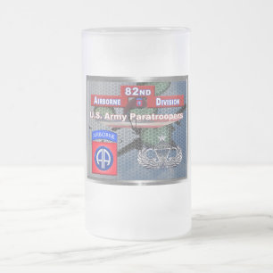 82nd Airborne Division Fort Bragg Frosted Glass Beer Mug