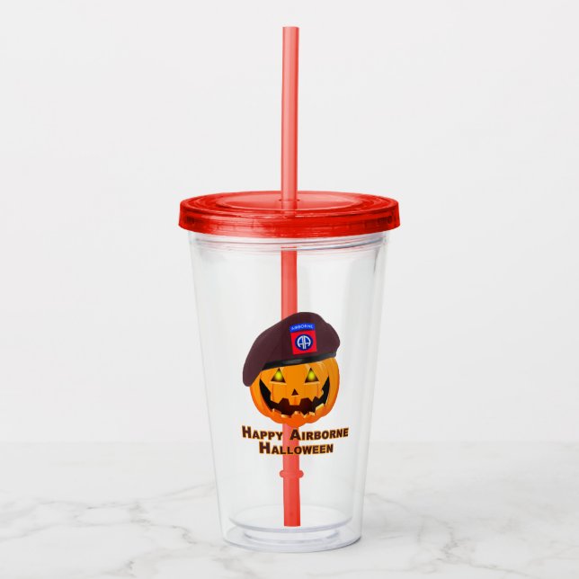 82nd Airborne Division – Happy Airborne Halloween Acrylic Tumbler (Front)
