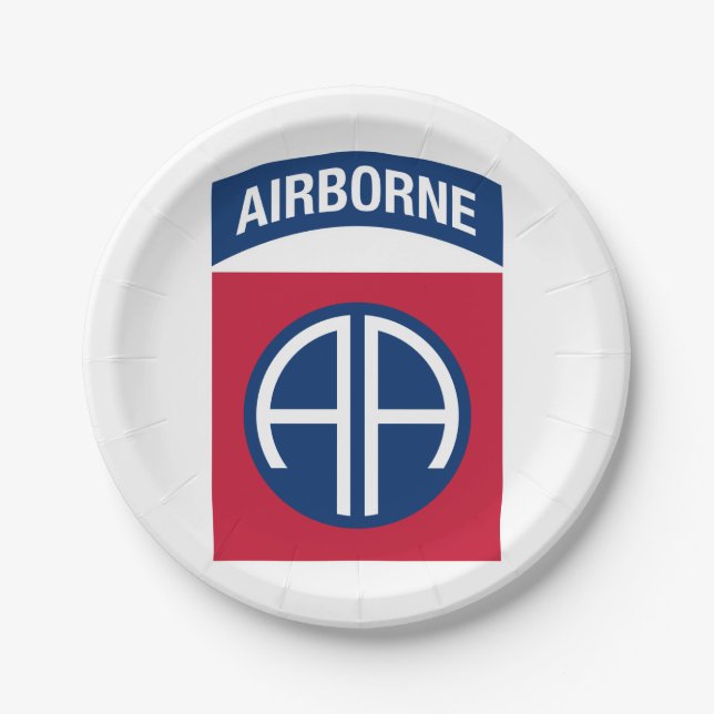 82nd Airborne Division Insignia Military Veteran Paper Plate (Front)