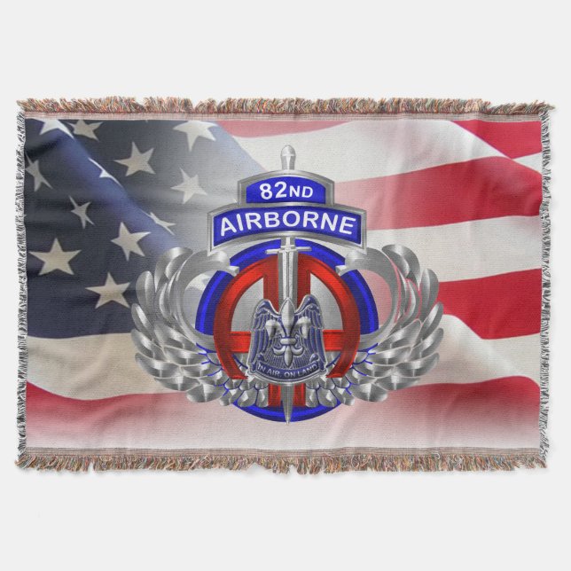 82nd Airborne Division One of a Kind Design Throw Blanket (Front)