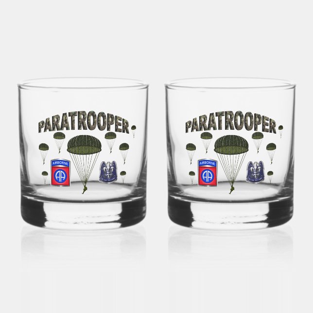 82nd Airborne Division Paratrooper Whiskey Glass (Front)