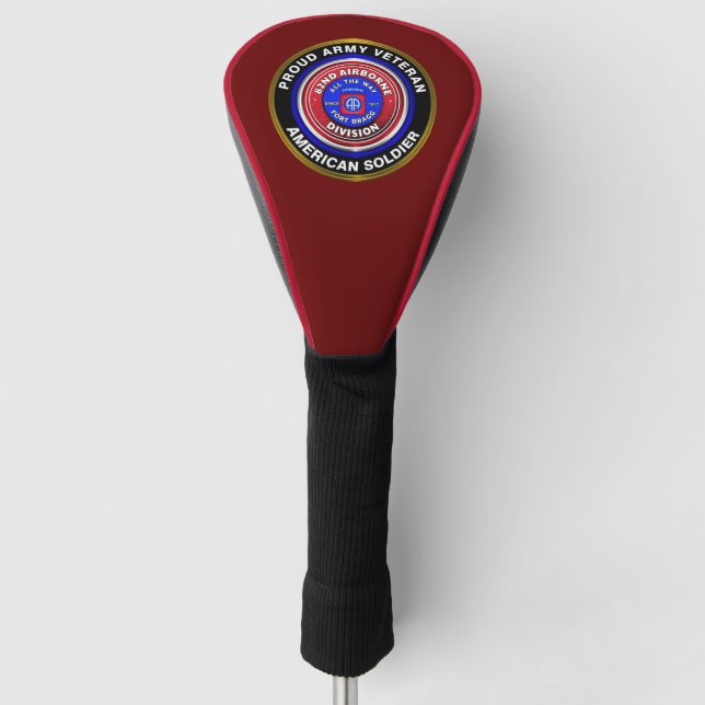 82nd Airborne Division Proud Veteran Golf Head Cover (Front)