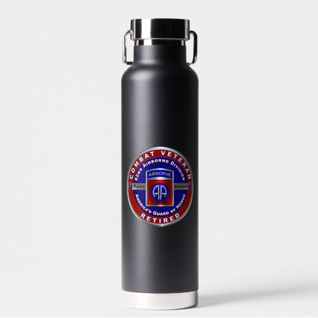 82nd Airborne Division Retired Veteran Water Bottle (Front)