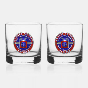 82nd Airborne Division Retired  Whiskey Glass