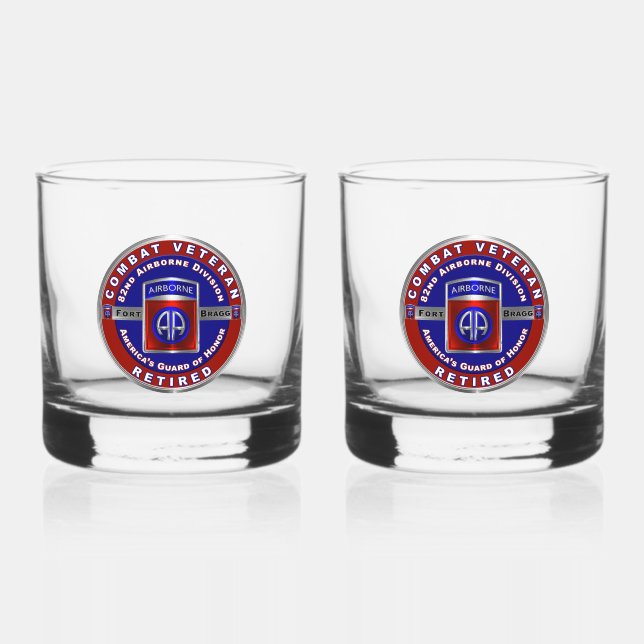 82nd Airborne Division Retired  Whiskey Glass (Front)
