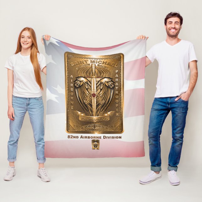82nd Airborne Division Saint Michael Fleece Blanket (In Situ)