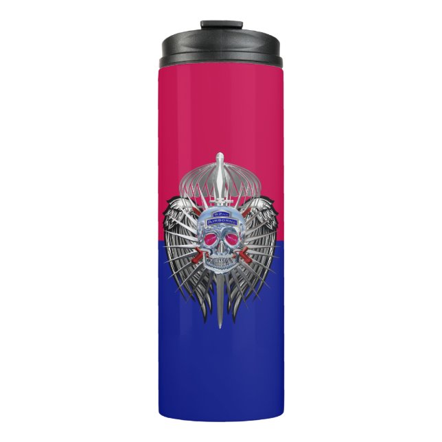 82nd Airborne Division Silver Airborne Skull Thermal Tumbler (Front)