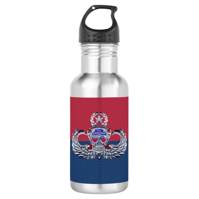 82nd Airborne Division “Silver Skull” Div Colours 532 Ml Water Bottle (Front)