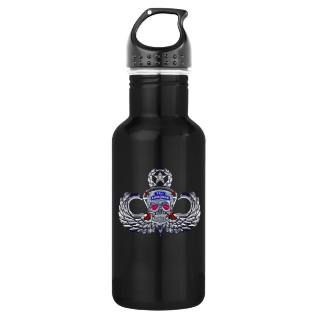 82nd Airborne Division “Silver Skull” Jump Wings 532 Ml Water Bottle (Front)